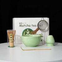 Ensemble de matcha en céramique en gros avec fouet, bol et tamis - Ensemble de fouet à matcha japonais traditionnel pour cadeau et cérémonie du thé
