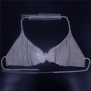 Catena per il corpo con strass sexy da discoteca, catena per il petto a forma di fiore in stile europeo e americano per bikini - Product Image 4