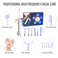 Appareil professionnel 6 en 1 haute fréquence pour le visage, baguette d'électrothérapie, électrode, appareil facial pour salon et usage domestique, équipement de beauté