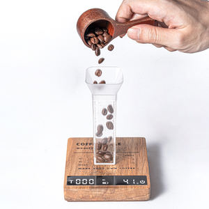 Balance de cuisine numérique à piles, design moderne, aspect bois massif noir, mini, écologique, 0,1 g, LED avec minuteur - Product Image 5