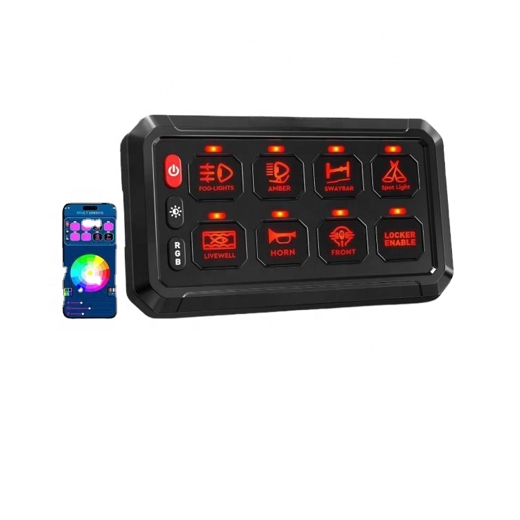 Панели переключателей RGB 8, панель переключателей, система управления схемами, система управления приложениями для 12 В, грузовиков, фургонов, внедорожников, катеров, катеров