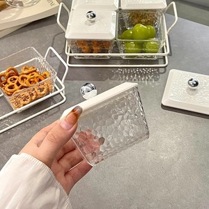 Plateau à fruits avec couvercle et poignée, sections rectangulaires divisées pour les collations, les fruits secs, les bonbons, pour la maison, le salon, la table basse - Product Image 3