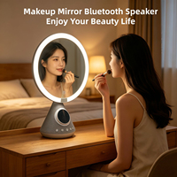 Miroir de maquillage avec haut-parleur, chargeur sans fil, support de téléphone, lumière LED, bruit blanc, gadget de bureau