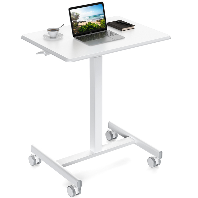 Small Mobile Rolling Standing Desk Home Office Adjustable Height Laptop Computer Table for Classroom