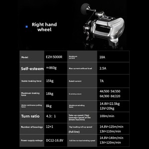Carrete <span class=keywords><strong>de</strong></span> <span class=keywords><strong>Pesca</strong></span> Eléctrico Ecooda Nuevo EZH5000 <span class=keywords><strong>de</strong></span> <span class=keywords><strong>Segunda</strong></span> Generación con Contador, 11 Rodamientos, <span class=keywords><strong>Mano</strong></span> Izquierda, para <span class=keywords><strong>Pesca</strong></span> en Alta Mar - Product Image 6