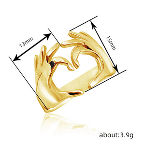 Anello regolabile a forma di cuore, regalo per coppie, anello minimalista alla moda, unisex, gioiello di tendenza. - Product Image 4