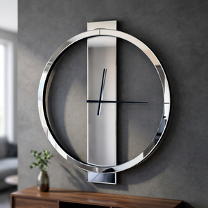 Modern Round <b>Wall</b> <b>Clock</b> with Metal Frame and Minimalist Design for Home Office Living Room <b>Decorative</b> <b>Wall</b> <b>Clock</b> - Product Image 2