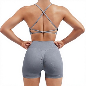 Conjunto de Yoga de Dos Piezas Color Gris de ATTIRELY SPORTS, Cuello Cuadrado, Tirantes Finos, Pantalones Cortos de Cintura Alta, Transpirable, Sin Costuras, Color Sólido, Secado Rápido - Product Image 5