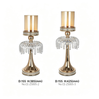 Decoración para el Hogar, Decoración para Sala de Estar, Portavelas de Vidrio, Centros de Mesa para Bodas, Candelabros de Metal Dorado