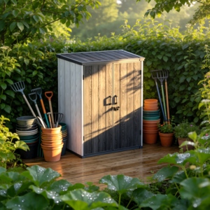 Armadio da Giardino Modulare KENDA con Telaio in Acciaio e Resina, 1000L, Resistente, con Ripiani Regolabili a 1-3 Livelli <span class=keywords><strong>per</strong></span> Appassionati del Fai-da-Te - Product Image 4