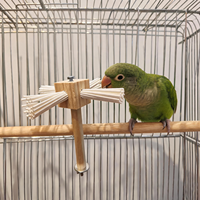 Jouet pour oiseaux en forme de moulin à vent rotatif avec bâtonnets en bois de couleur naturelle, accessoire suspendu pour cage pour grand perroquet