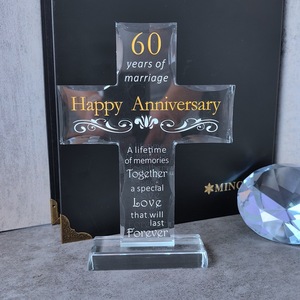 Cross-Border Creative Golden Wedding Engraved Figurine Commemorative Crystal Glass Ornaments for Christmas Other Crystal Crafts