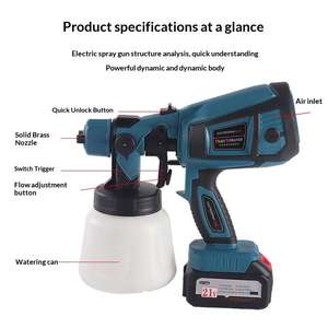 Pulvérisateur de <span class=keywords><strong>peinture</strong></span> sans fil 21V |   <span class=keywords><strong>Pistolet</strong></span> à <span class=keywords><strong>peinture</strong></span> électrique haute pression pour murs, clôtures, meubles, bricolage, maison, professionnel - Product Image 3