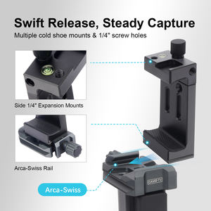 <span class=keywords><strong>Support</strong></span> de téléphone professionnel Arca avec chaussure froide, <span class=keywords><strong>support</strong></span> de téléphone universel en aluminium pour trépied vidéo Vlogging YouTube TikTok - Product Image 2