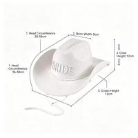 Sombreros de Vaquero Blancos Brillantes para Despedida de Soltera, Fiesta de Novia, Venta al Por Mayor