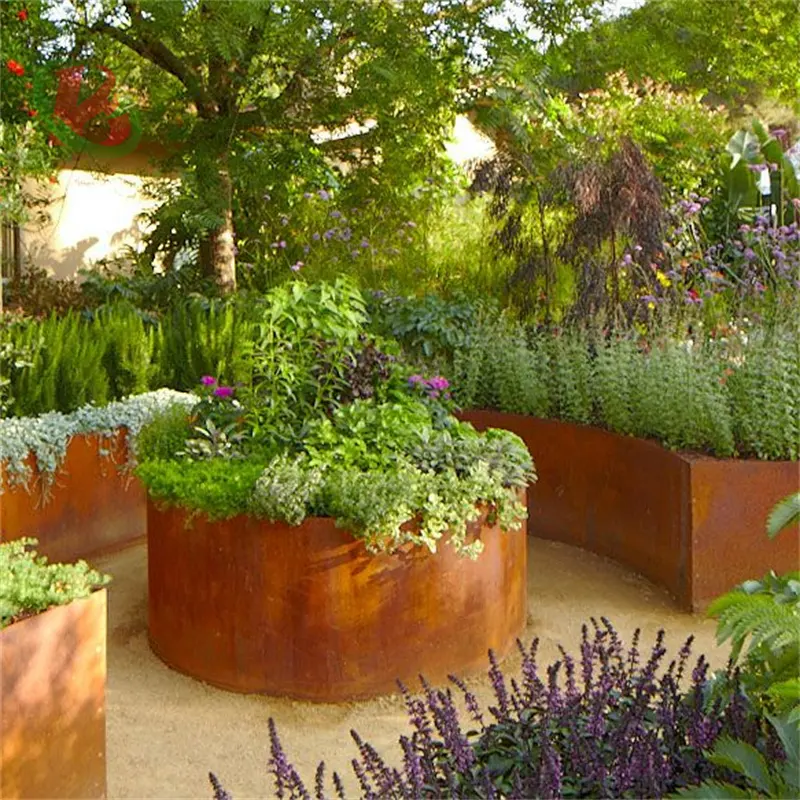 Giardino esterno rialzato in acciaio corten fioriere per negozio di fiori in acciaio vasi di fioriera in corten in acciaio per esterni fioriera