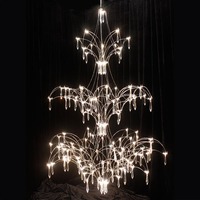 Cube de lumière moderne Ingénierie de l'éclairage américain Lobby d'hôtel Lustres en acier inoxydable Suspension
