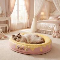 Lit pour chien et chat écologique et mignon, rectangle, en polaire sherpa chaud, lavable, motif à pois, matelas doux