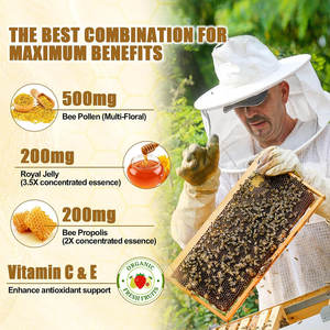 Biochealth Custom 500mg polen de abeja, 200mg jalea real, 200mg gomitas de propóleo de abeja para apoyo inmunológico, suplementos antioxidantes - Product Image 5