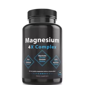 120 Cápsulas de Magnesio Orgánico 4X, Cápsulas de Magnesio en Polvo, Glicinato, Taurato, Malato, Orotato, Complejo de Magnesio para la Salud Cerebral - Product Image 1