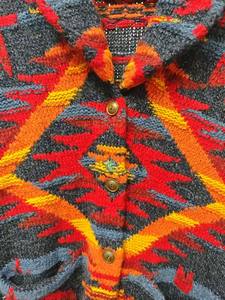 Cardigan décontracté tricoté à la machine, inspiré du sud-ouest, anti-plis, respirant, à motifs géométriques vibrants, col cranté sur le devant - Product Image 3