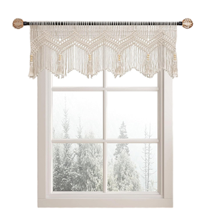 Handmade Cotton Rope Macrame Valance Boho Tassels Window Short Doorway <b>Curtains</b> <b>for</b> <b>Kitchen</b> Living Room Diwali Decor - Product Image 1