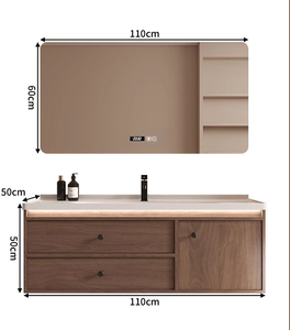 Mobile Bagno Moderno Classico <span class=keywords><strong>in</strong></span> <span class=keywords><strong>Legno</strong></span> con Specchio Intelligente a Parete per Appartamenti e Ville - Product Image 1