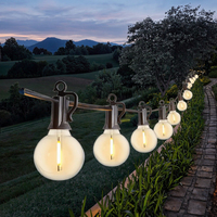 Guirnalda de Luces LED Metálicas para Exteriores HIGH HOME, G40, 25 Pies, IP65, Recargable con Energía Solar, Luz Blanca Cálida 2700K, con Sensor de Movimiento