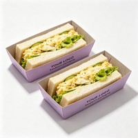 Boîtes d'emballage jetables en papier kraft pour sandwichs, qualité alimentaire, pour boulangerie, pain, gâteaux, biscuits, petit-déjeuner, toasts, vente en gros