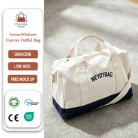Sac de voyage week-end en toile de coton premium avec logo personnalisé, grande capacité, robuste, sac de voyage de nuit pour l'extérieur, sac de sport écologique