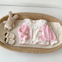 Cárdigan de Bebé Personalizado de Boutique, 100% Algodón Tejido, con Flores 3D, Elegante Suéter para Niños, Conjuntos de Ropa para Niños Pequeños