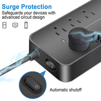 Protector de Sobretensión Universal con Enchufe Americano Plano, Regleta de Alimentación con 8 Tomas de CA y 4 Puertos USB-C, Cable de Extensión de 4 Pies