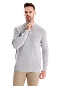Inverno Hot Sale malhas Moda Mangas Compridas Cor Sólida Gola Alta Casual dos homens meia-zip pulôver camisola - Product Image 2