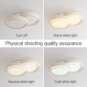 Plafonnier LED circulaire moderne en tissu avec télécommande, <span class=keywords><strong>luminaire</strong></span> d'intérieur à montage en surface pour chambre à coucher - Product Image 2