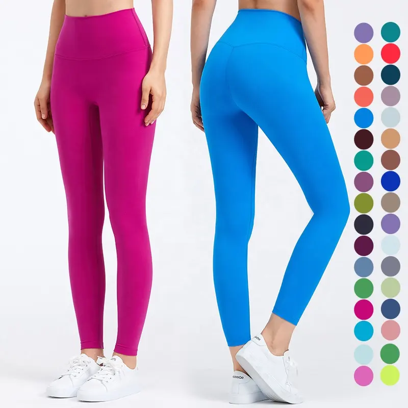 Lulu leggings alinhado para yoga, ginástica com cintura alta, sem camel, para academia, fitness, corrida, yoga