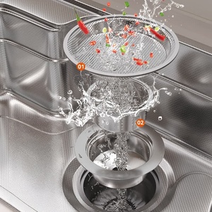 Kitchen stainless steel sink with silver granular texture <b>large</b> single-basin integrated basin countertop middle basin - Product Image 3