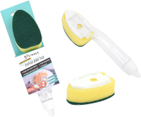 Joyplus HK Distributeur de savon écologique anti-rayures pour lave-vaisselle, ensemble brosse de cuisine et raclette avec 2 têtes de rechange et 2 accessoires de nettoyage