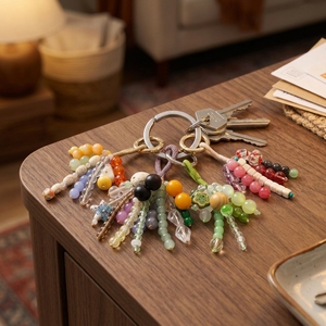 Portachiavi con Ciondolo in Cristallo Naturale Intrecciato per Borse, Vendita all'Ingrosso Altamente funzionale, <span class=keywords><strong>è</strong></span> un'ottima idea regalo. - Product Image 1