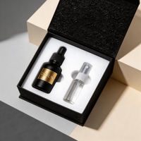 Grand stock de flacons compte-gouttes en verre givré noir de 30 ml avec boîte d'emballage