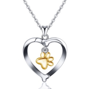 S925 <span class=keywords><strong>de</strong></span> plata esterlina perro hueso corazón para el bebé colgante encantos Collar para las mujeres - Product Image 1