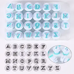 26 molde de prensa de resorte alfanumérico para galletas superior e inferior, fondant, Impresión de pasteles, herramientas para hornear pasteles <span class=keywords><strong>y</strong></span> decoración de pasteles - Product Image 1