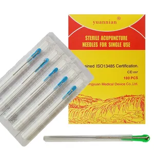 100 PCS YUAN NIAN Sterile Disposable Acupuncture Needles Acupuncture Needle With Tube Stainless Steel Handle With Loop