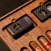 Briquet à cigares de luxe GUEVARA avec coupe-cigares intégré, portable, coupe-vent, flamme jet, en alliage de zinc, texture fibre de carbone, rechargeable au gaz butane