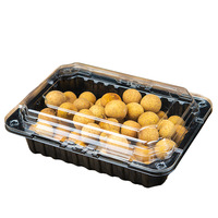 Voedselveilige wegwerp zwarte transparante deksel sushi sandwich salade fruit groente verpakkingsdoos rechthoekig één-kat PET plastic