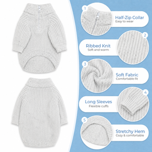 <strong>Dog</strong> Sweater Quarter Zip Knitted Pet <strong>Jumper</strong> Warm Winter <strong>Dog</strong> Clothes <strong>for</strong> Small Medium <strong>Dogs</strong> - Product Image 2