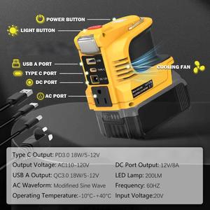 Adaptador Inversor de Corriente de Alta Resistencia Compatible con Baterías <span class=keywords><strong>Makita</strong></span>, <span class=keywords><strong>DeWalt</strong></span> y <span class=keywords><strong>Milwaukee</strong></span> de 18V, Convertidor de CA de 220V para Exteriores - Product Image 4