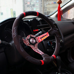 <span class=keywords><strong>Volant</strong></span> de course <span class=keywords><strong>MOMO</strong></span> Graffiti Deep Dish en daim de 14 pouces avec système de dégagement rapide - Product Image 1