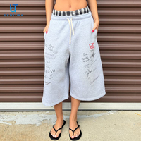 BENTURA Fabricant de vêtements – Pantalon de jogging sport personnalisé 3/4, ourlet brut, double taille, en molleton bouclette, coupe ample