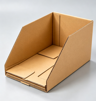 Bac de rangement pliable robuste, biodégradable et recyclable, à façade inclinée, pour entrepôt, en carton ondulé 3-5 couches