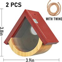 Lot de 2 nichoirs pour colibris avec vue sur la fenêtre, en bois, à suspendre, pour une utilisation en intérieur/extérieur, avec décoration de jardin, résistant à l'eau